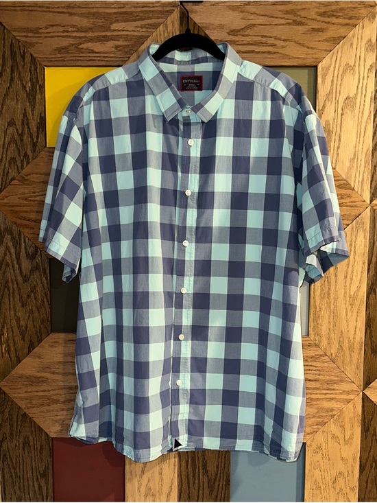UNTUCKit Other - UNTUCKit Mens Classic Fit Shirt Cotton Blue Plaid Short Sleeve Button Up Sz 3XL